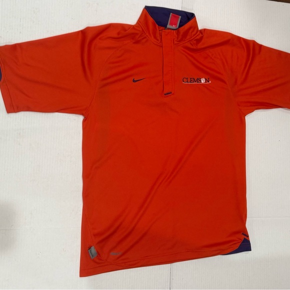 Nike‎ Team Clemson Tigers Orange Quarter Zip Performance Shirt Mens fit dry - Picture 14 of 16